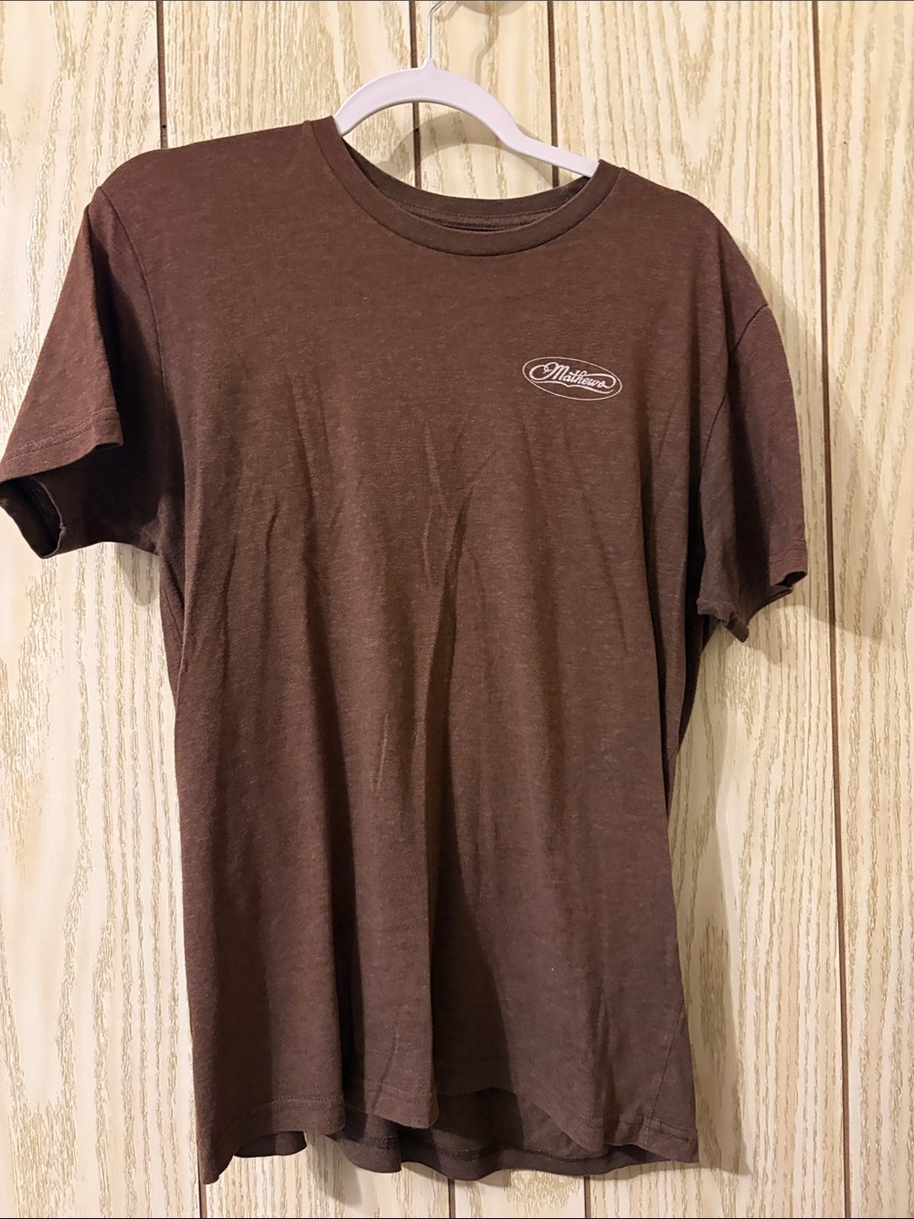 Men's Brown Short Sleeve Crew Tee with Subtle Chest Logo